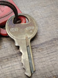 Vtg John Deere Red Ignition Keys Copper Key FOB Safety Live Withit Good Shape