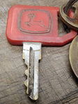 Vtg John Deere Red Ignition Keys Copper Key FOB Safety Live Withit Good Shape