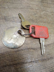 Vtg John Deere Red Ignition Keys Copper Key FOB Safety Live Withit Good Shape