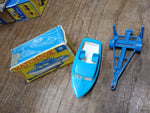 Vtg MATCHBOX Series #9 Boat and Trailer Blue Diecast/Plastic England Orig Box