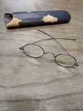 Vtg Antique Civil War Era Eye Glasses Oval Frames with Original Case