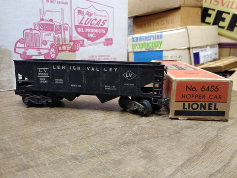 Vtg Lionel O Gauge No. 6456 Lehigh Valley Black Hopper Car Train Orig box train