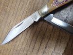 Vtg Buck 371 Stockman 3 Blade Bone Folding Pocket Knife Corrosion Resistant Nice