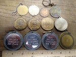 Vtg 35 Pc Award Lot Athletic Pendants Key Fobs Tokens Belt Buckle Glass Case
