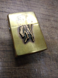 Vtg 1992 Zippo Brass Marlboro Cigarette Lighter Bucking Bronco Engraved RAK