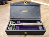 Vtg 1920's Christy Single Edge Safety Razor In Original Velveteen Lined Case!