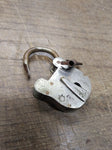 Vtg Antique Miniature Brass Padlock w/Key Hole Cover and Barrel Key Works Good!