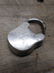 Vtg Antique Miniature Brass Padlock w/Key Hole Cover and Barrel Key Works Good!