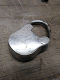 Vtg Antique Miniature Brass Padlock w/Key Hole Cover and Barrel Key Works Good!