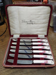 Vtg Fortnum & Masun Piccadilly Dinner Knife Set Ceramic Handle Orig Case England