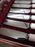 Vtg Fortnum & Masun Piccadilly Dinner Knife Set Ceramic Handle Orig Case England