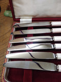 Vtg Fortnum & Masun Piccadilly Dinner Knife Set Ceramic Handle Orig Case England