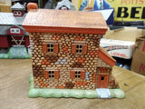 Vtg Ceramic Pottery Christmas Village Hand Painted Grist Flour Mill Figurine