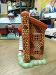 Vtg Ceramic Pottery Christmas Village Hand Painted Grist Flour Mill Figurine