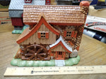 Vtg Ceramic Pottery Christmas Village Hand Painted Grist Flour Mill Figurine