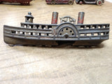 Vtg 1920's Cast Iron River Boat Steam Paddle Wheeler Ship Toy Coin Bank 7.5"