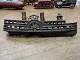 Vtg 1920's Cast Iron River Boat Steam Paddle Wheeler Ship Toy Coin Bank 7.5"