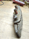 Vtg 1920's Cast Iron River Boat Steam Paddle Wheeler Ship Toy Coin Bank 7.5"