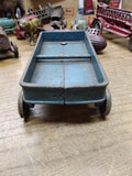 Vtg Kilgore Cast Iron Express Flyer Pull Toy Wagon Steel Wheels Blue Nice Patina