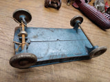 Vtg Kilgore Cast Iron Express Flyer Pull Toy Wagon Steel Wheels Blue Nice Patina