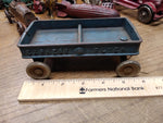 Vtg Kilgore Cast Iron Express Flyer Pull Toy Wagon Steel Wheels Blue Nice Patina