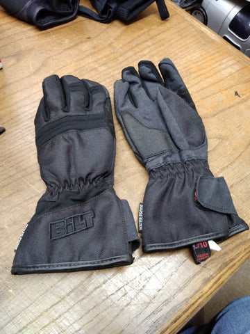 BILT Motorcycle Riding Gloves Size Large Black Adjustable Insulated Waterproof