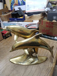 Vtg Large Brass 2 Dolphins Swimming Figurine Statue Decoration Sculpture Nice!