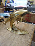 Vtg Large Brass 2 Dolphins Swimming Figurine Statue Decoration Sculpture Nice!