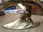 Vtg Large Brass 2 Dolphins Swimming Figurine Statue Decoration Sculpture Nice!