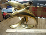 Vtg Large Brass 2 Dolphins Swimming Figurine Statue Decoration Sculpture Nice!