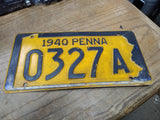 Vtg 1940 Pennsylvania Pa Penna Automobile License Plate 0327A Good Condition!