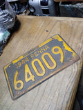 Vtg 1944 Pennsylvania Pa Penna Automobile License Plate 64009 Good Condition