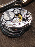 Vtg Women's Gruin Precision 17 Jewel 10KGP Watch Orig Clam Shell Box Works Great