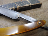 Vtg Mason Brand Royal Gold Straight Folding Razor Nice Blade Scales Jimps Box!