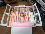 Vtg Rare Ideal Misty Tammy Pink Phone Booth Carry Case 5 Dolls and Cloths Minty!