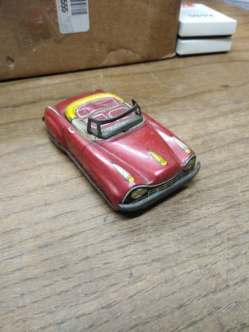 Vtg Japan Tin Lithograph Friction Toy Car Automobile Convertible 4" Works Great!