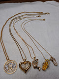 Vtg 4 Pc Gold Tone and Rhinestone Pendant Necklace Lot Citation MC RGN 17" - 23"