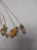 Vtg 4 Pc Gold Tone and Rhinestone Pendant Necklace Lot Citation MC RGN 17" - 23"