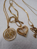 Vtg 4 Pc Gold Tone and Rhinestone Pendant Necklace Lot Citation MC RGN 17" - 23"