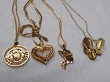 Vtg 4 Pc Gold Tone and Rhinestone Pendant Necklace Lot Citation MC RGN 17" - 23"