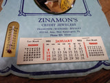 Vtg 1953 Zinamon's Jewelry Beveled Mirror Thermometer Calendar New Kensington Pa