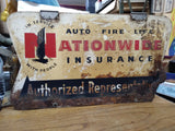 Vtg Nationwide Ins. Authorized Representative Steel Advertising Sign 22" x 12"