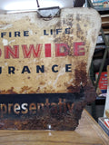 Vtg Nationwide Ins. Authorized Representative Steel Advertising Sign 22" x 12"