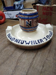 Vtg Neuweiler's Beer Porcelain Ashtray Match Holder Brewery Advertising Germany