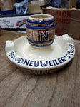 Vtg Neuweiler's Beer Porcelain Ashtray Match Holder Brewery Advertising Germany