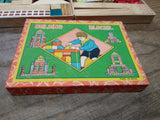 Vtg Wooden Toy Building Construction Blocks Lot Made in Japan with Original Box!