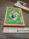 Vtg Wooden Toy Building Construction Blocks Lot Made in Japan with Original Box!