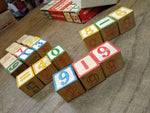Vtg 20 Piece Halsam Wooden Number Blocks Lot with Arithmetic Signs Original Box!