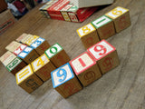 Vtg 20 Piece Halsam Wooden Number Blocks Lot with Arithmetic Signs Original Box!