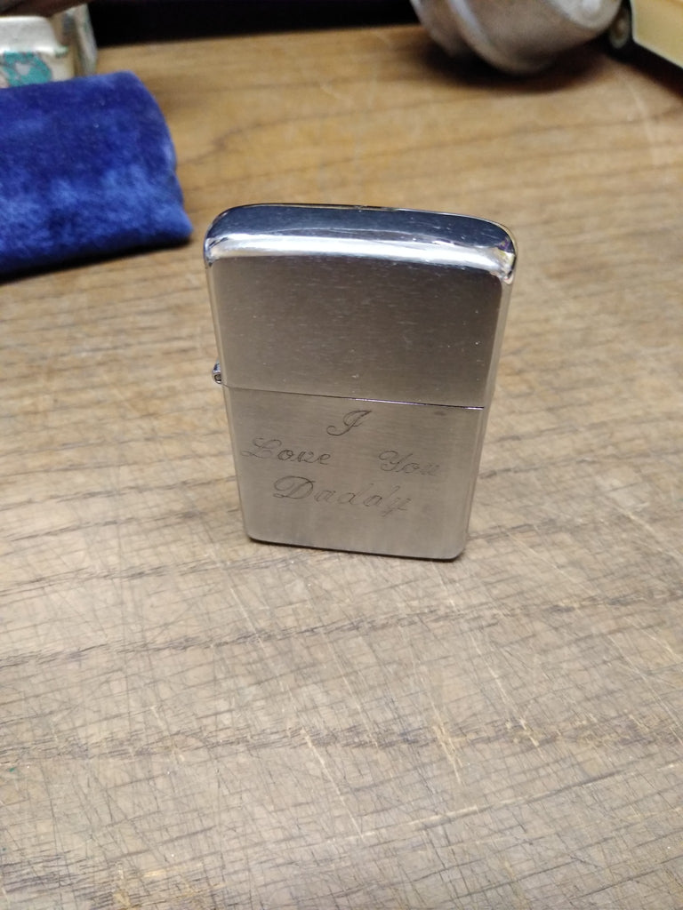 Vtg 1982 Zippo Cigarette Lighter I Love You Daddy A.G.N. Brushed